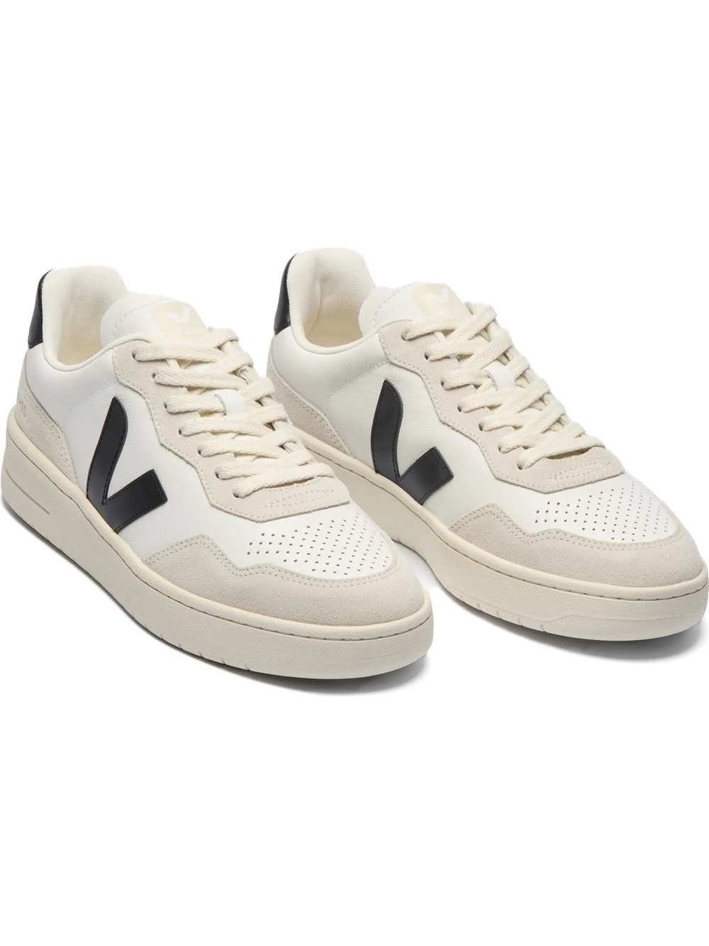 Veja Cream and Black Low-Top Sneakers
